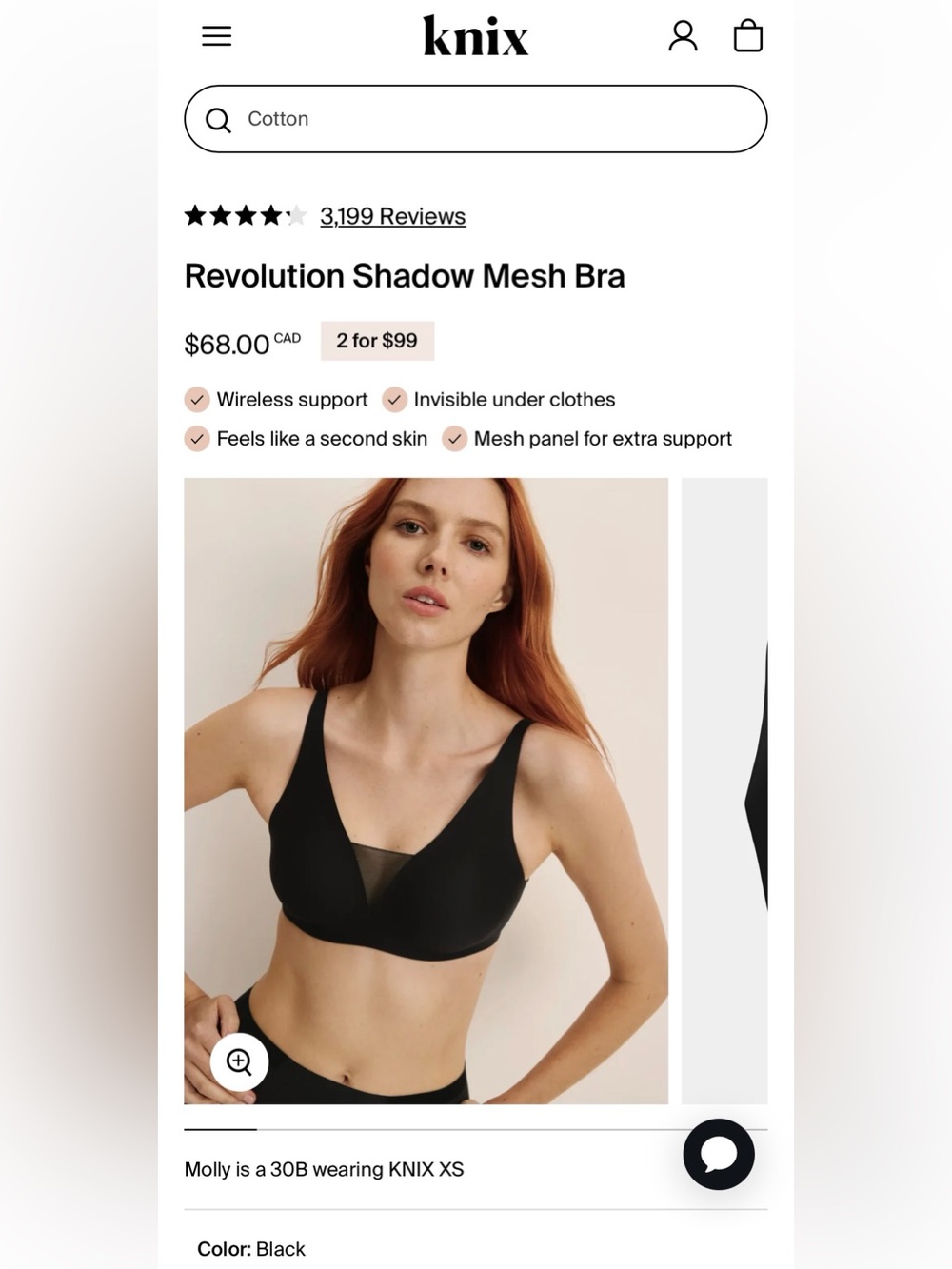 Knix Revolution Shadow Mesh Bra — Black Size L+